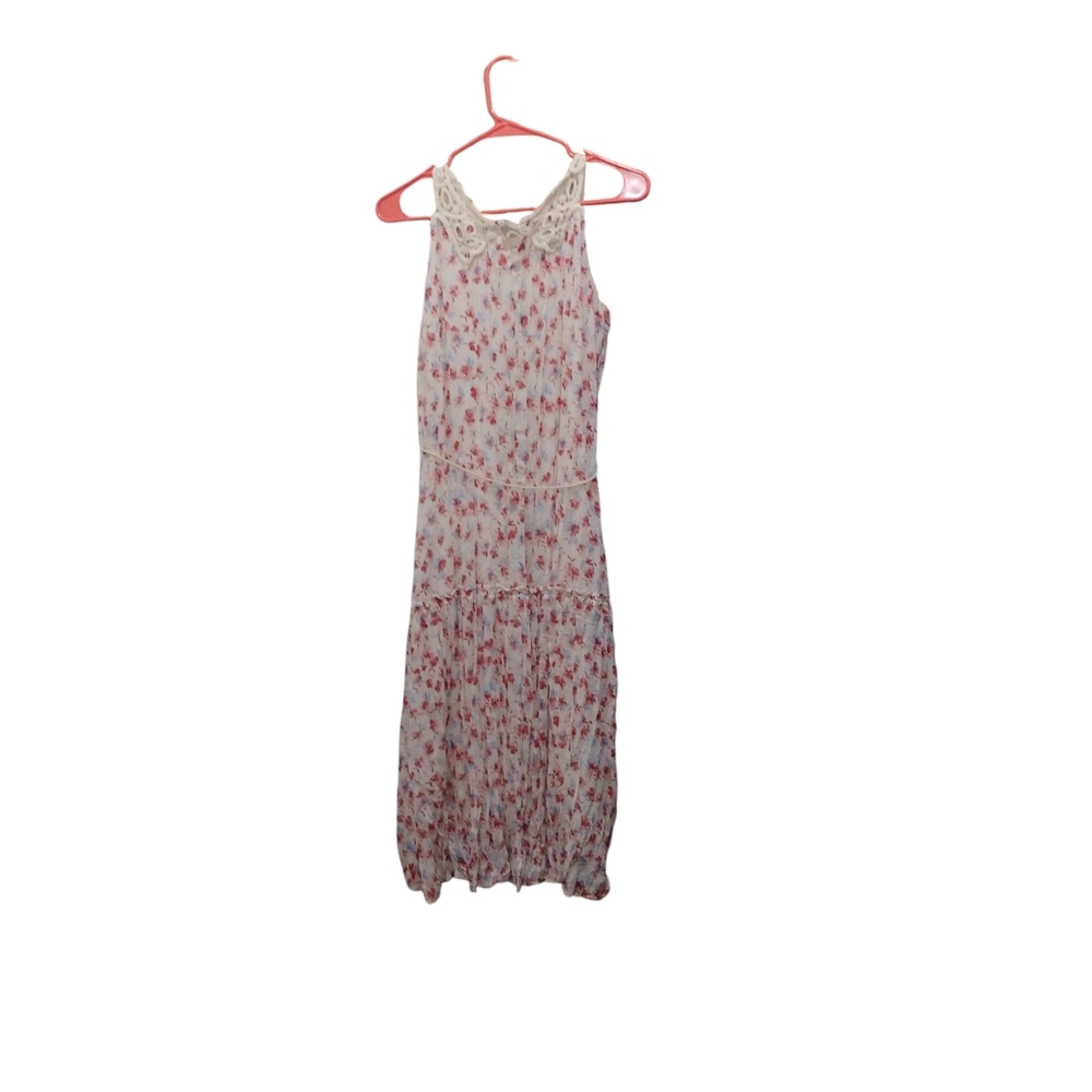Rare Editions White and Pink Midi Dress